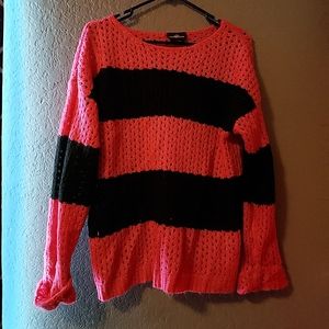 Comfy Black and Pink Striped Sweater